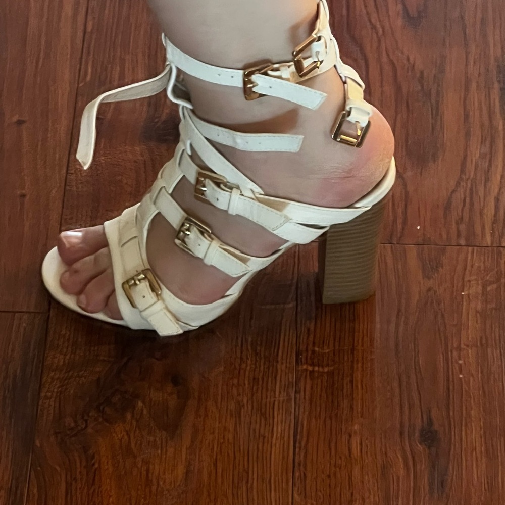 PINK Victoria's Secret Cream Strappy Heels